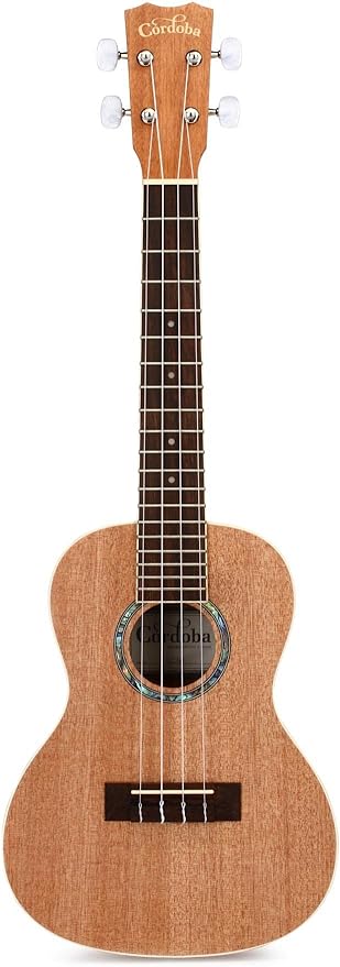 Cordoba 15CM Concert Ukulele - Hand Crafted With Mahogany Top, Back & Sides, Authentic Abalone Rosette & Satin Finish & Premium Italian Aquila Strings - For Beginners & Professionals