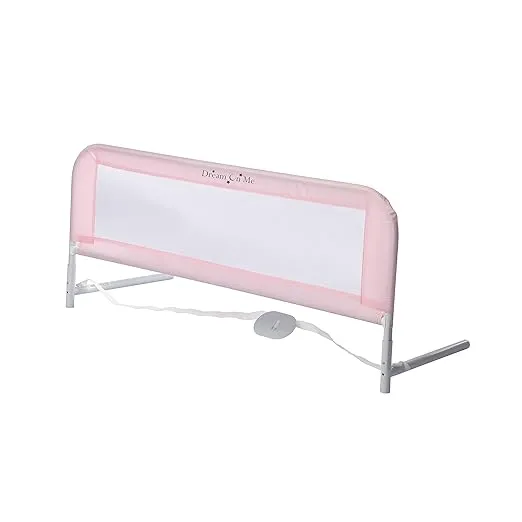 Dream On Me Adjustable Mesh Bed Rail, Two Height Levels, Ready To Use, Compatible with Twin Size Beds, All Steel construction, Equipped with Guard Gap, Durable Nylon Fabric Mesh, Pink