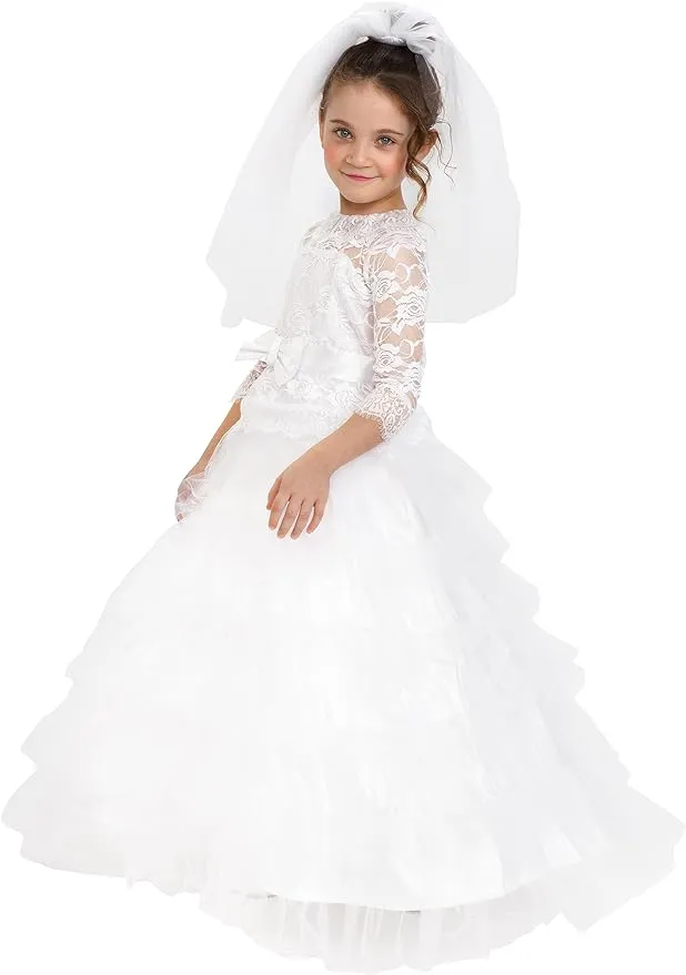 Dress Up America Bride Costume – Dreamy Bridal Dress with Wedding Veil for Girls