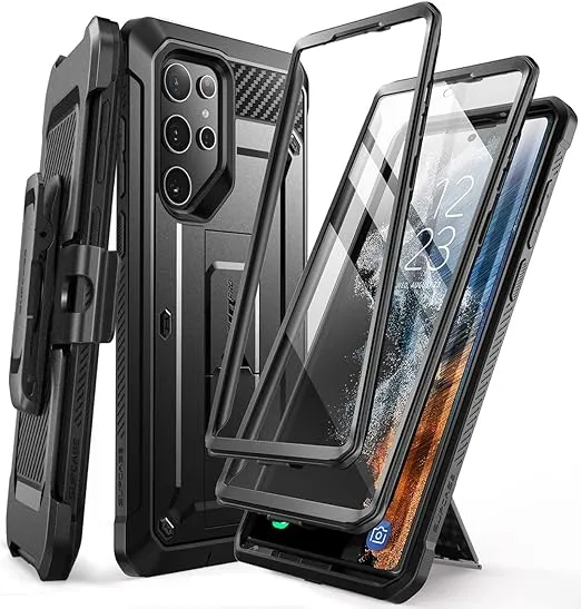 SUPCASE for Samsung Galaxy S22 Ultra Case with Stand, [Unicorn Beetle Pro] [2 Front Frames] [Built-in Screen Protector & Belt-Clip] Military-Grade Protection Phone Case for Galaxy S22 Ultra, Black