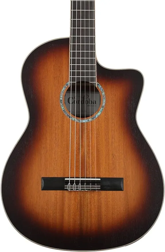 Cordoba C4-CE Edge Burst Cutaway Classical Acoustic-Electric Nylon String Guitar, Iberia Series