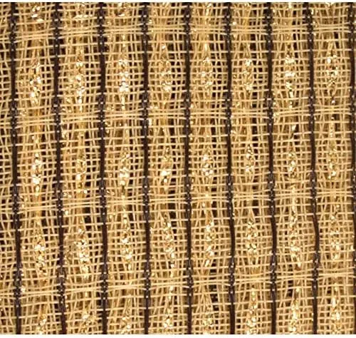 Grill Cloth - Beige/Brown, Gold Stripe, 59" Wide