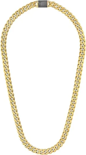 Bulova Men's Jewelry Classic Gold Tone Stainless Steel Curb Chain Necklace, 10mm, Length 24" Style:BVC1056-GOSTNA