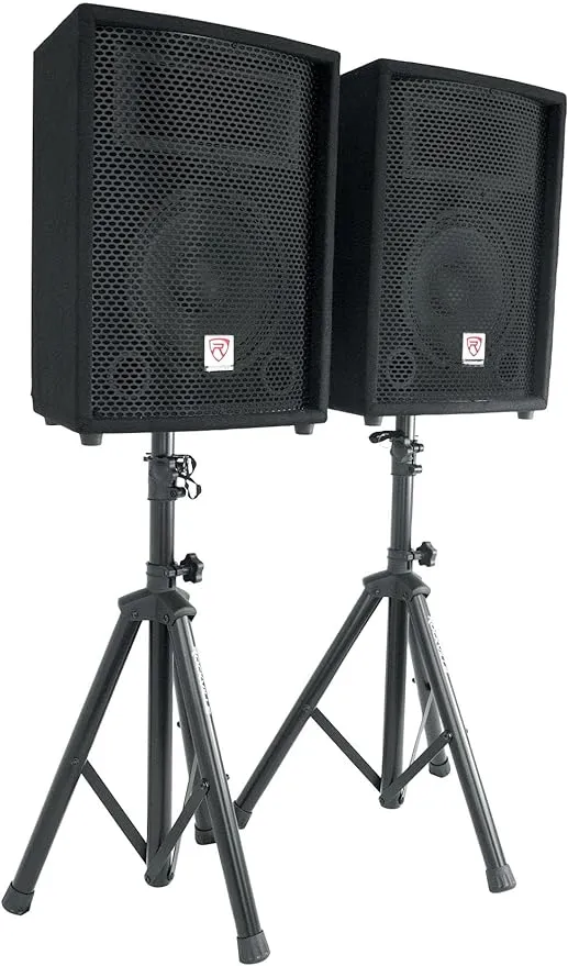 Rockville RPG2X10 Powered Bluetooth Mixer+(2) 10" Speakers+Stands+Wireless Mics