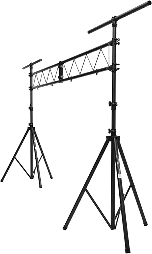 On-Stage LS7730 Lighting Stand with Truss (Folding, Portable PAR Can and LED Light Rig for Theaters, Auditoriums, Concert Halls, Clubs, and Venues, Adjustable Height, Rubber Feet, Metal, Black)