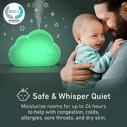 Pure Enrichment® PureBaby® Cloud Ultrasonic Cool Mist Humidifier - Quiet Variable Mist for up to 24 Hrs, Color Night Light, BPA-Free, Ideal for Baby