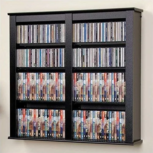 Prepac 33 Floating Media Storage Shelf, Double Wall Mounted, Black