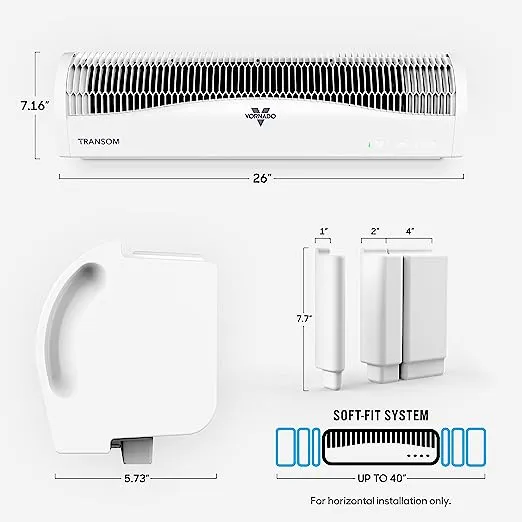 Vornado TRANSOM Window Fan with 4 Speeds, Remote Control, Reversible Exhaust Mode, Weather Resistant Case, Whole Room, Ice White