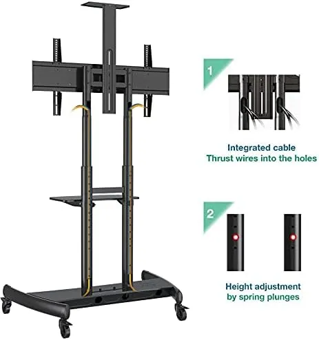 NB North Bayou Mobile TV Cart TV Stand with Wheels for 55" - 85" Inch LCD LED OLED Plasma Flat Panel Screens up to 200lbs AVA1800-70-1P (Black)