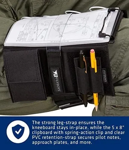 FlyBoys Reversible Kneeboard - Clipboard & Pen Holder - Reconfigurable Design - for Professional Pilots, General Aviation