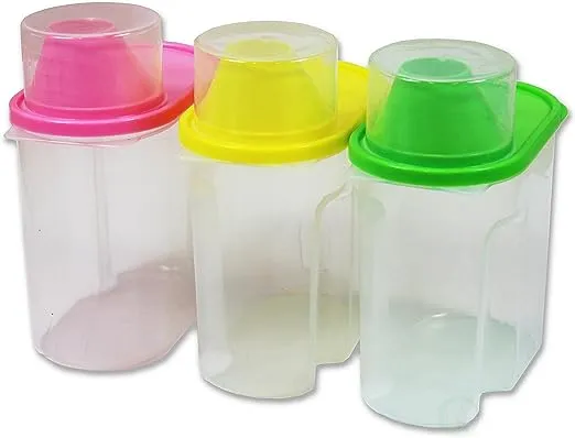 Small BPA-Free Food Storage Containers with Lid - Perfect for Storing Flour, Sugar, Grains, Rice, Cereals, and Baking Supplies for Better Kitchen Organization - Set of 3 in Green, Pink, and Yellow