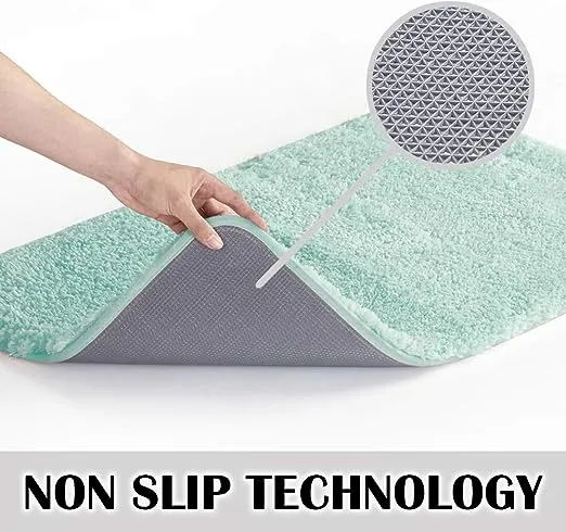 Suchtale Bathroom Rug Non Slip Bath Mat for Bathroom (16 x 24, Aqua) Water Absorbent Soft Microfiber Shaggy Bathroom Mat Machine Washable Bath Rug for Bathroom Thick Plush Rugs for Shower