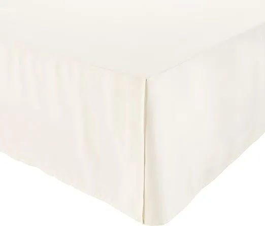 Amazon Basics Lightweight Pleated Soft Machine Washable Bed Skirt, King Size, Off White, Solid