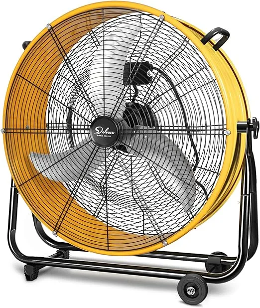 Simple Deluxe 24-Inch Heavy Duty Metal Drum Fan, 3-Speed High Velocity Industrial Floor Fan for Warehouses, Workshops, Factories and Basements