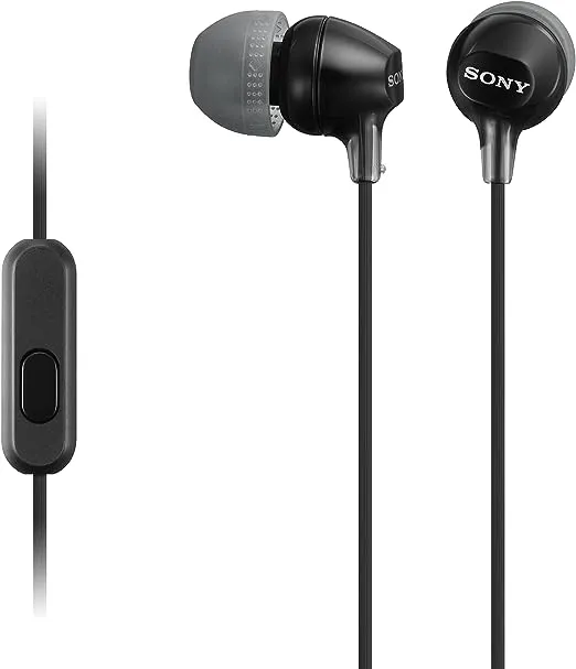 Sony MDREX15AP In-Ear Earbud Headphones with Mic, Black (MDREX15AP/B)