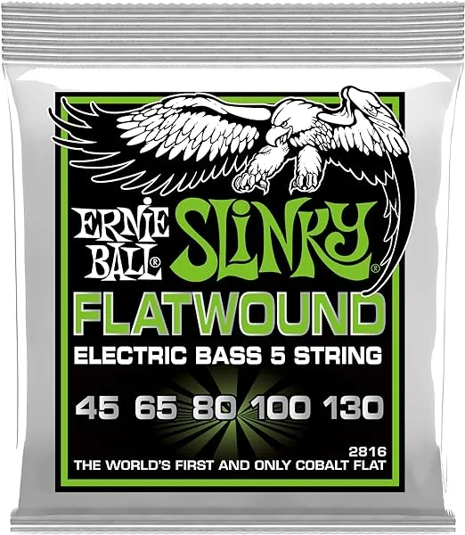 Regular Slinky Cobalt Flatwound 5-String Electric Bass Strings 45-130 Gauge