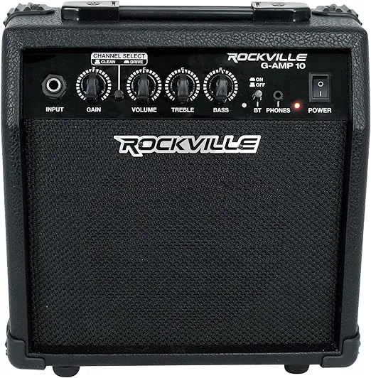 Rockville G-AMP 10 Watt Guitar Amplifier Amp with Bluetooth + Clean/Distortion