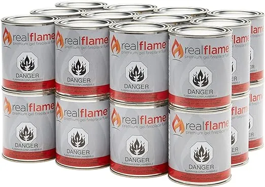 Real Flame Gel Fuel Cans - 24-Pack - Gelled Isopropyl Alcohol for Indoor or Outdoor Fireplaces