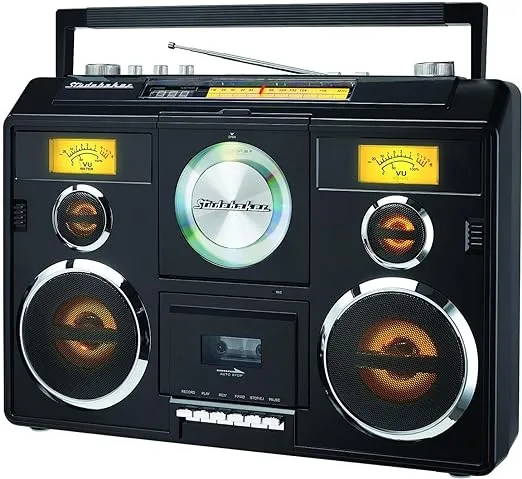 Studebaker Sound Station Portable Stereo Boombox with Bluetooth/CD/AM-FM Radio/Cassette Recorder (Black)