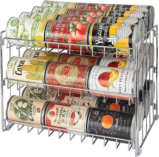 Kitchen Details 3 Tier Can Organizer | Canned Food Storage Rack | Kitchen Cabinet and Pantry Organization | Holds 36 Cans | Space Saving | Chrome