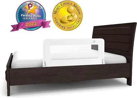 ComfyBumpy Toddler Bed Rail Guard | Bed Rails for Kids, Twin, Full, Queen & King Size Bed - Adjustable Bed Rail for Toddlers - Swing Down Baby Bed Side Rail - White, Regular (35.5" x 19.5")