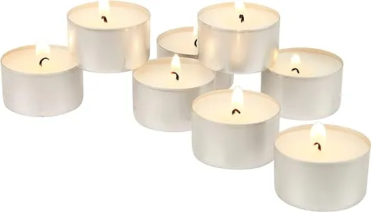 Stonebriar White Unscented Smokeless Long Burning Tea Light Candles with 8 Hour Burn Time, 200 Count