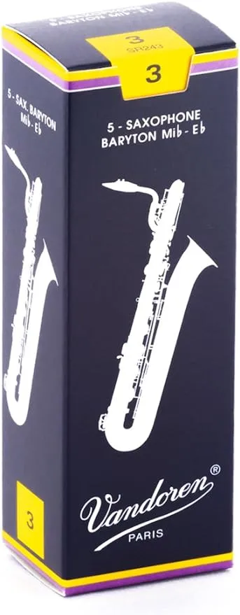 Vandoren SR243 Bari Sax Traditional Reeds Strength 3; Box of 5