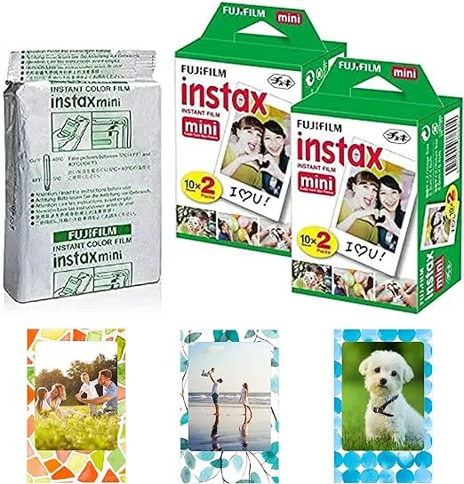 Fujifilm Instax Mini Instant Film,10 Sheets×5 Pack(Total 50 Shoots) Bundled with Tudak Photo Magnet Frames [Bulk Packaging]