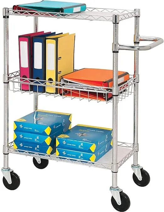 Lorell LLR84859 3-Tier Rolling Cart