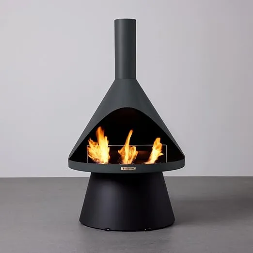 TerraFlame Lloyd Modern Gel Fuel Fireplace | Graphite | Clean Burning and Smoke-Free | Portable and Freestanding | Fireplace for Indoor and Outdoor Use | Electroplated Steel