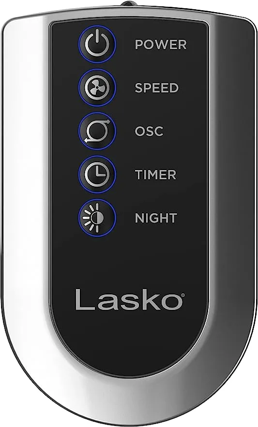 Lasko Oscillating Performance Tower Fan, Nighttime Setting, Remote Control, Timer, 3 Speeds, for Bedroom, Home and Office, 48", Gray, T48314