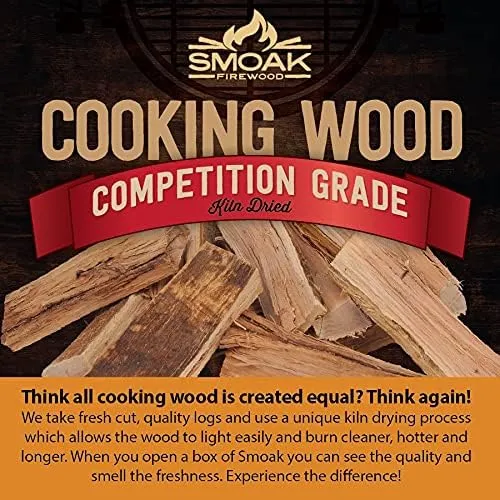 Smoak Firewood’s Cooking Wood Mini Splits - USDA Certified Kiln Dried Pizza Oven Wood, Grilling Wood, Smoking Wood, BBQing Wood (8inch Pieces, 8-10lbs 729 Cubic in – RED Oak)