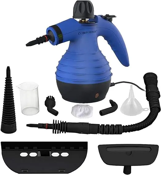 Comforday Handheld Pressurized Steam Cleaner- Multi- Purpose Steamer with 9-Piece Accessories Steam Cleaning Machine for Stain Removal, Curtains, Car Seats, Floor, Window