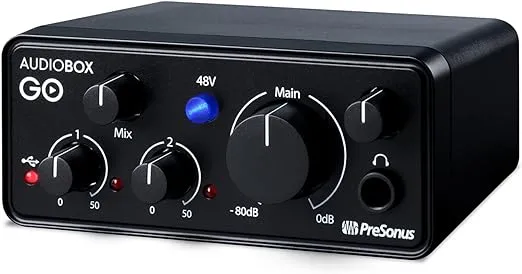 PreSonus AudioBox GO | USB-C Audio Interface for music production with Studio One DAW Recording Software, Music Tutorials, Sound Samples and Virtual Instruments