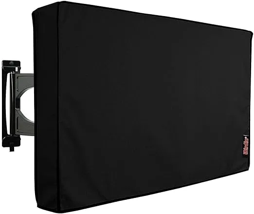 iBirdie Outdoor TV Cover 52 to 55 inch Weatherproof, Cover Size 52''L x 31''H, Waterproof for Outside Flat Screen 52 to 55 inch TV, Black, 600D Thick Fabric TV Screen Protector with Bottom Cover