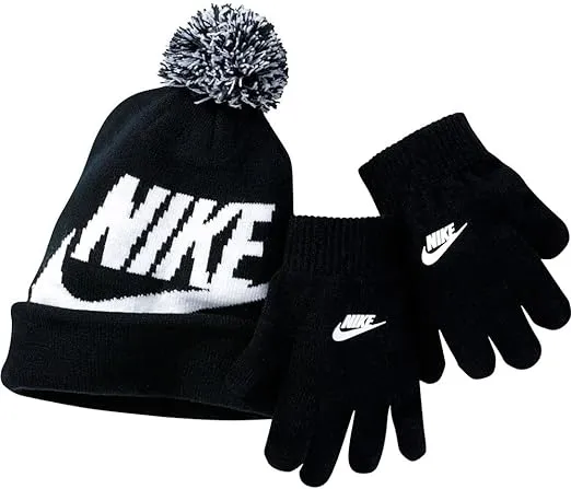 Nike Swoosh Pom Beanie Gloves Set (Little Kids/Big Kids)