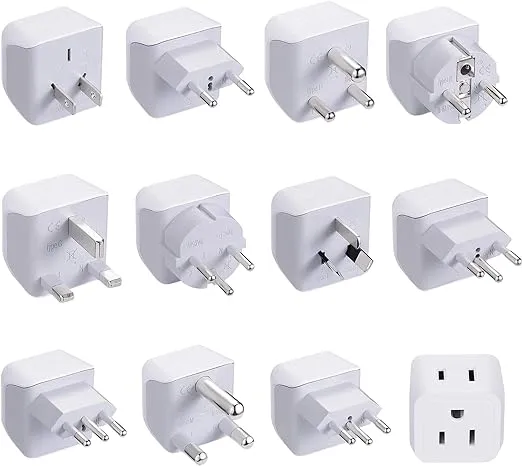 Ceptics World Travel Adapter Set - 2 in 1 USA to Europe, Asia, Africa, India, Japan, Australia, Brazil, China, Israel and more - 11 Pack - Safe Grounded - Works with Cell phones, Laptops, Chargers