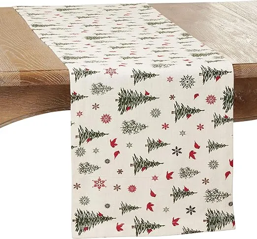 Christmas Tree & Snowflakes Table Runner