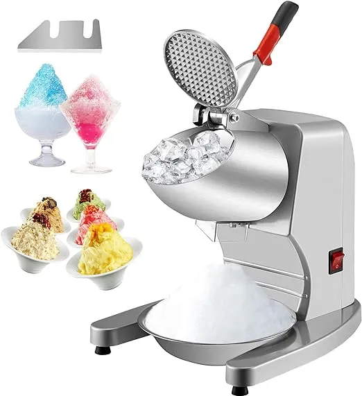 VEVOR 110V Electric Ice Shaver Crusher,300W 1450 RPM Snow Cone Maker Machine with Dual Stainless Steel Blades 210LB/H, Shaved Ice Machine with Ice Plate & Additional Blade for Home and Commercial Use