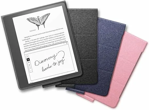 Amazon Kindle Scribe Fabric Folio Cover with Magnetic Attach, Sleek Protective Case - Rose