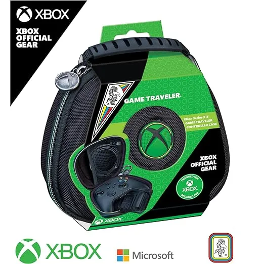 Game Traveler Xbox System X/S Controller Case - Licensed and Tested by Xbox, Hard Shell Ballistic Nylon Case, Securely Holds Your System X/S Controller, Mesh Pocket Holds Charge Cables