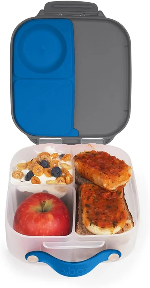 b.box Mini Lunch Box for Kids: Lightweight Bento Box, Lunch Snack Container with 2 Leak Proof Compartments. Ages 3+ School Supplies, BPA Free (Blue Slate, 4¼ cup capacity)