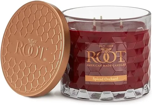 Root Candles Fall Scented Candles Honeycomb Glass Premium 3-Wick Handcrafted Beeswax Blend Candle, 12-Ounce, Spiced Orchard