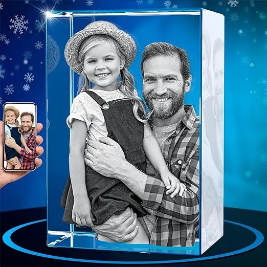 ArtPix 3D Crystal Photo, Christmas Customized Gifts for Women, Her, Wife, Men, Mom, Great Xmas Personalized Gift With Your Own Photo, Custom 3D Picture Rectangle, Couples Gifts