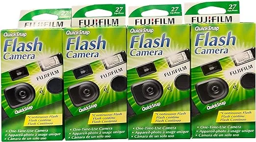 Fujifilm QuickSnap Flash 400 One Time Use 35mm Camera with Flash, 27 Exposures, 4-Pack