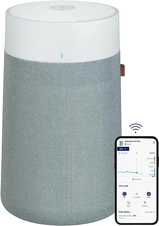 BLUEAIR Air Purifiers for Small Rooms, Bedroom, Cleans 1,052 sqft in one hour, HEPASilent Air Cleaner for Home, Baby, Nursery, Pets, Allergies, Virus - Blue Pure 411i Max