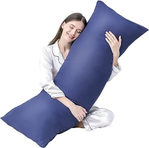 DOWNCOOL Large Body Pillow Insert- Breathable Full Body Pillow for Side Sleeper - Soft Long Bed Pillow for Adults - 20 x 54 inch （Blue）