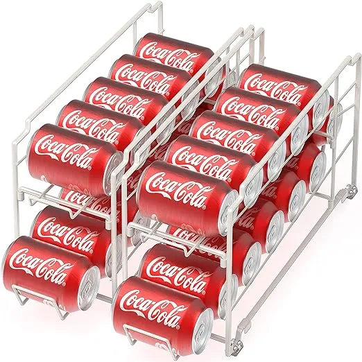 Simple Houseware Stackable Beverage Soda Can Dispenser Organizer Rack, White - 2 Pack