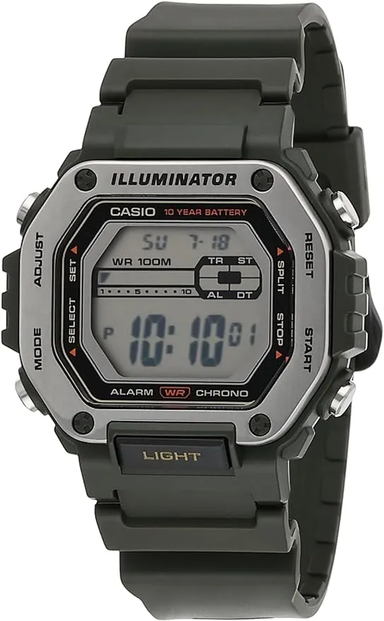 Casio LED Illuminator 10-Year Battery 1/100 Second Stop Watch | Daily Alarm Men's Watch MWD-110H-3AV