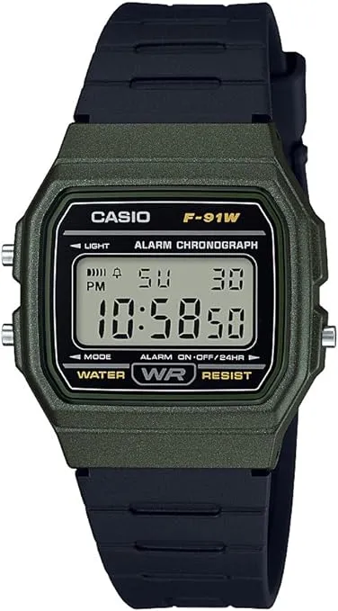 Casio F91W Series | Digital Watch | Water Resistant | LED Light | 1/100 SEC Stopwatch | Regular Time Keeping (HR, Min, SEC, PM, Date, Day) | Daily Alarm | Lightweight | 7 Year Battery